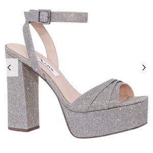 Elegant Silver Platform Heels Sz. 5